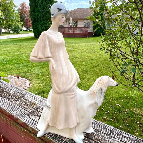 Vintage 1985 Royal Doulton Promenade HN3072 13" Figurine of Woman and Afghan Dog - Picture 10 of 12